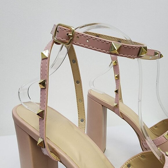 Nude Studded Platform Heeled Sandals 10 - Picture 4 of 9